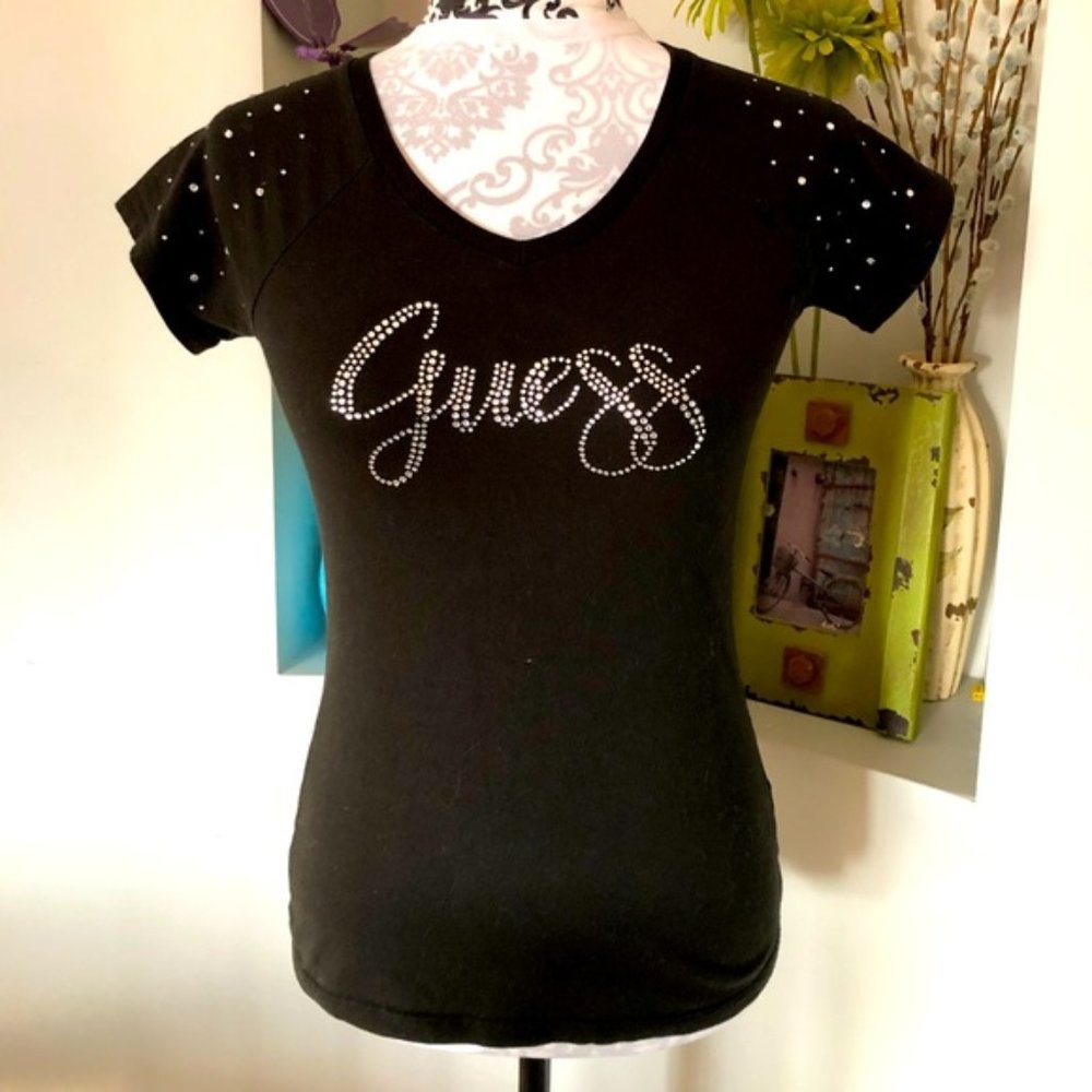 Guess  TShirt Studded Bling  Womens Sz XSmall